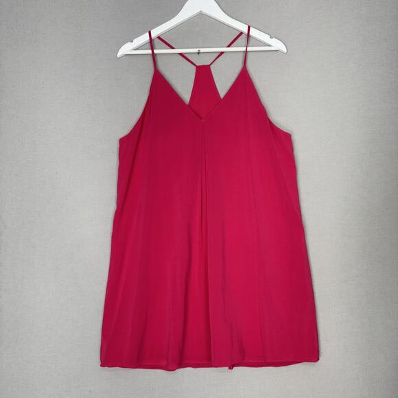 Alice + Olivia Fierra Dress Womens Large Pink Silk Blend Mini Slip Deep V-Neck - Picture 2 of 12